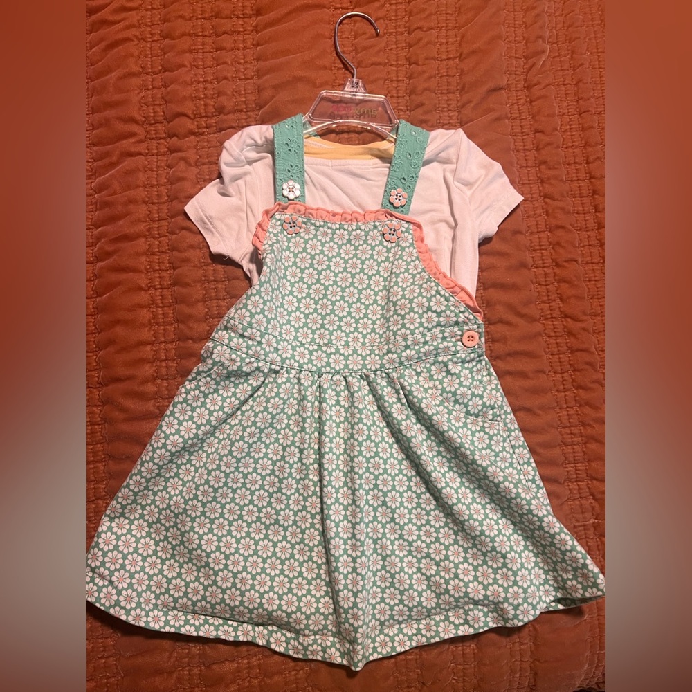 Matilda Jane Green Floral Dress with White Top (not matilda Jane) size 4